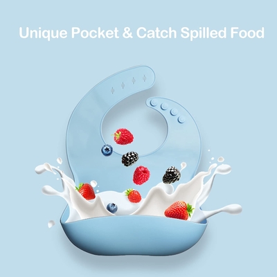 Boiling Water Safe Dust Proof Baby Feeding Silicone Apron Sturdy Allergy Friendly