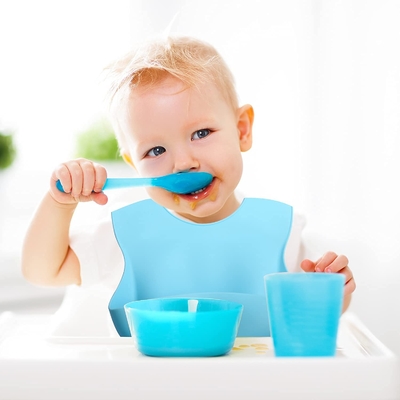 Boiling Water Safe Dust Proof Baby Feeding Silicone Apron Sturdy Allergy Friendly
