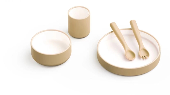Newly Designed Contrasting Colors Silicone Baby Feeding Set for Dinner