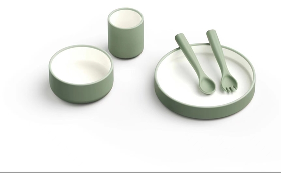 Newly Designed Contrasting Colors Silicone Baby Feeding Set for Dinner