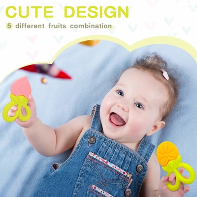 Durable Recyclable Packaging Customized Silicone Baby Teethers for Sensory Exploration