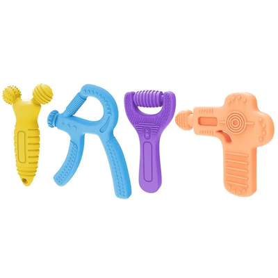 4 PCS Food Grade BPA Free Silicone Baby Molar Teether Chew Toys for 3-24 Months Food