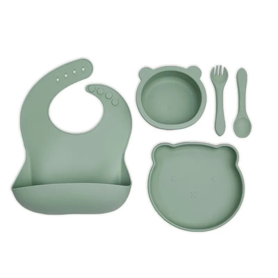 5Pcs Baby Silicone Products BPA Free ECO Food Grade Feeding Sets