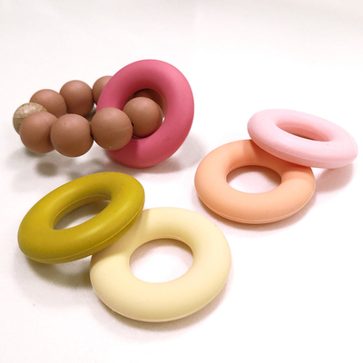 Ring Donut Shaped Silicone Beads Teether SGS 4.2*4.2*0.9cm For Baby