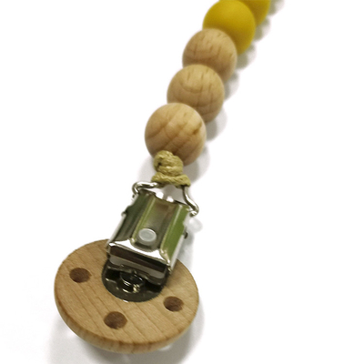 Anti Off Wooden Silicone Pacifier Holder Chain Clip Eco freindly for kids