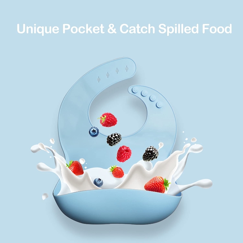 Boiling Water Safe Dust Proof Baby Feeding Silicone Apron Sturdy Allergy Friendly