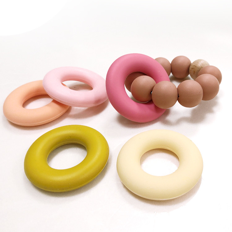 Ring Donut Shaped Silicone Beads Teether SGS 4.2*4.2*0.9cm For Baby