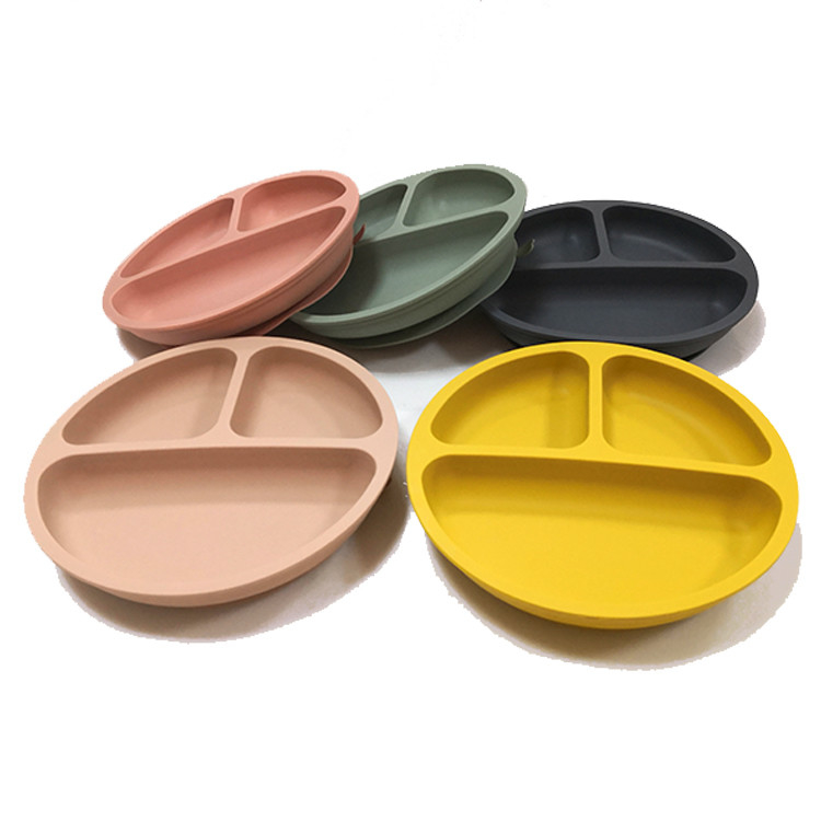 CE Microwave Safe Round Silicone Baby Plate dish For Toddlers