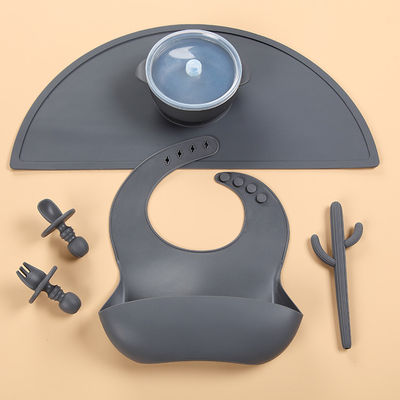 6PCS Color Matched Silicone Feeding Sets Dishwasher Safe For Toddler